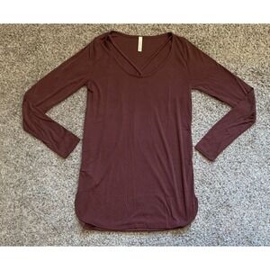 Long Sleeve Shirt Women's Small Maroon Top